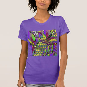 Psychedelic Mardi Gras Feather Masks T-Shirt