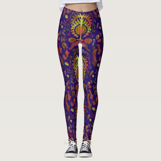  Psychedelic Mirror Symmetry Abstract Art Leggings (Front)