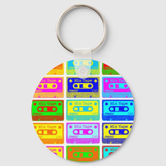 Psychedelic Mix Tape Key Ring (Front)