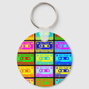 Psychedelic Mix Tape Key Ring