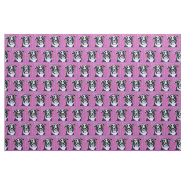 Psychedelic Moon Dog Border Collie Fabric (Yard)
