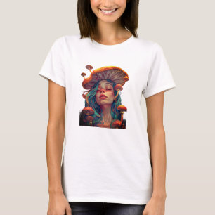 Psychedelic Moon Mushroom Girl Women’s T-Shirt