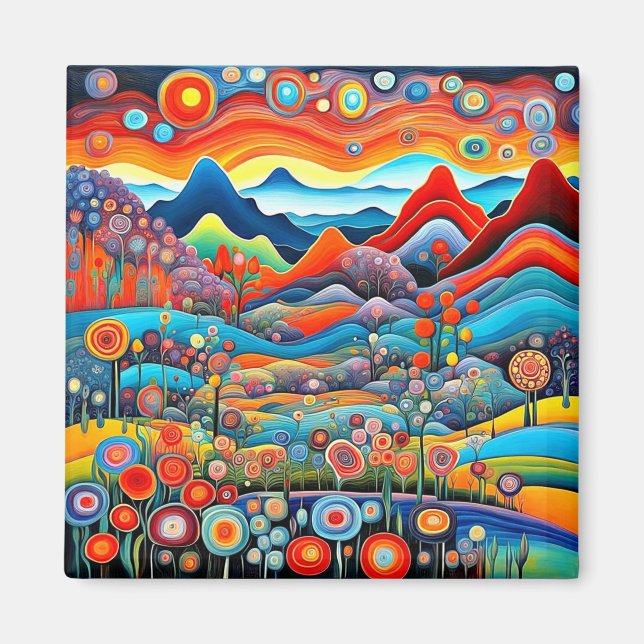Psychedelic Mountain Landscape 1 Magnet (Front)