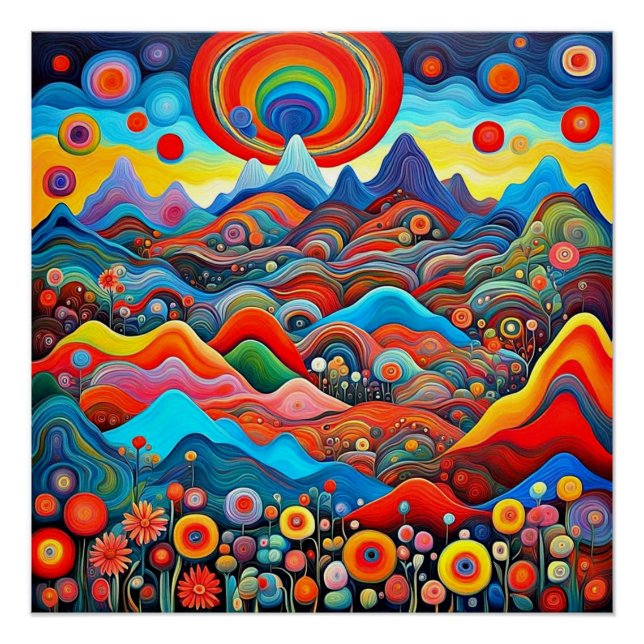Psychedelic Mountain Landscape 3 Poster (Front)