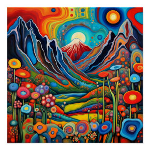 Psychedelic Mountain Landscape 4 Poster