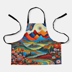 Psychedelic Mountain Landscape 5 Apron