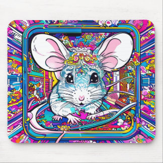 Psychedelic Mouse: A Colorful Journey Mouse Pad