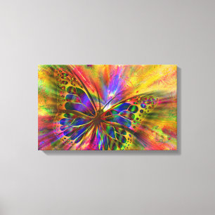 Psychedelic & Multi-Coloured Butterfly Canvas Print