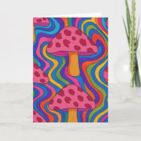 Psychedelic Mushroom Folded Blank Greeting Card 