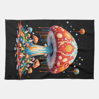 Psychedelic Mushroom Illustration Tea Towel