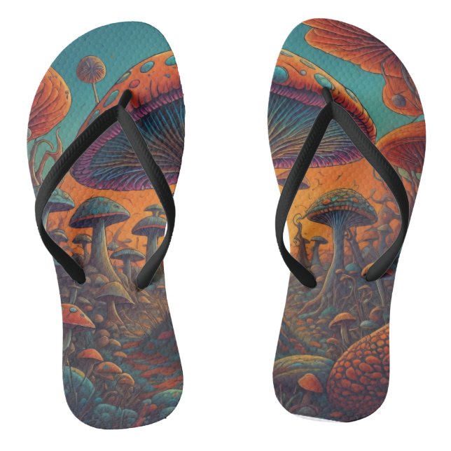 Psychedelic Mushroom Landscape  Jandals (Footbed)