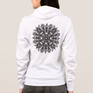 Psychedelic Mushroom Mandala Black And White Hoodie