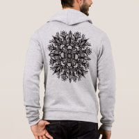 Psychedelic Mushroom Mandala Black And White