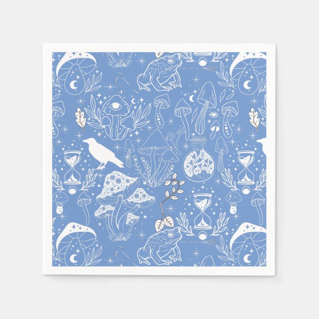 Psychedelic Mushroom Pattern 2D.BW.b Napkin (Front)