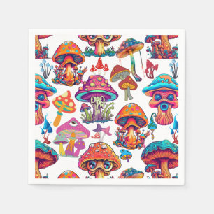 Psychedelic Mushroom Pattern 3D Napkin