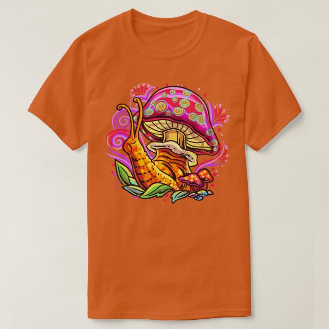 Psychedelic Mushroom Snail Art T-Shirt (Design Front)