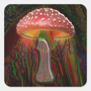PSYCHEDELIC MUSHROOM SQUARE STICKER