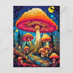 Psychedelic Mushrooms After Midnight Postcard