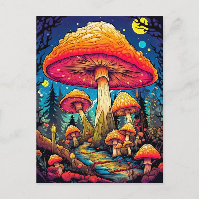 Psychedelic Mushrooms After Midnight Postcard (Front)