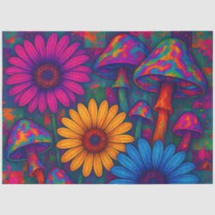 Psychedelic Mushrooms and Daisies with Quilted Pat Tissue Paper