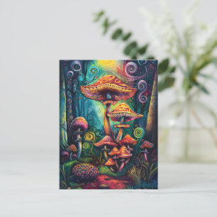 Psychedelic Mushrooms Funky Colourful Artwork Postcard