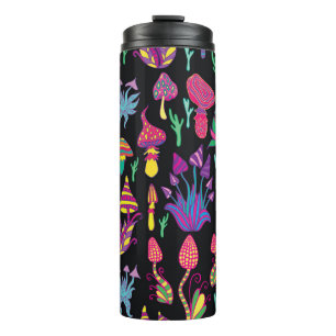 Psychedelic Mushrooms Rainbow Colours Pattern Thermal Tumbler