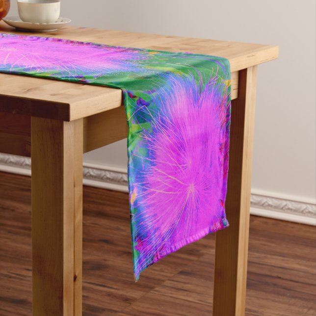 Psychedelic Nature Ultra-Violet Purple Milkweed Short Table Runner (In Situ)