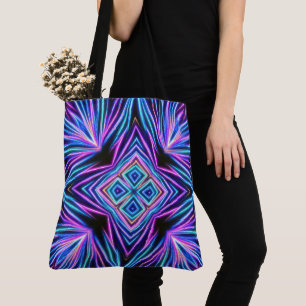 Psychedelic Neon Abstract Explosion Tote Bag