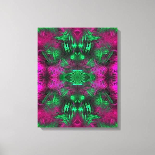 Psychedelic Neon Energy Fractal Art Canvas Print (Front)