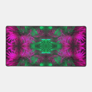 Psychedelic Neon Energy Fractal Art Desk Mat