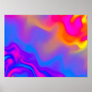 Psychedelic Neon Fluid Colour Field Poster