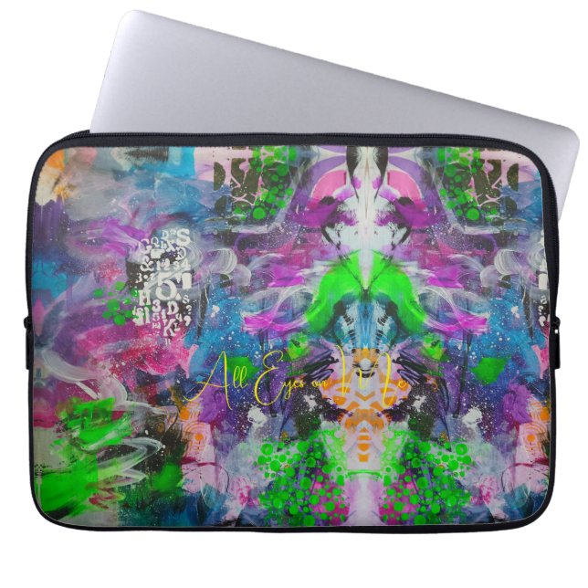 Psychedelic Neon Kaleidoscope Laptop Sleeve (Front)