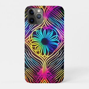 Psychedelic Neon Lines with Flower Art Case-Mate iPhone Case