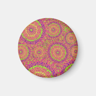 Psychedelic Neon Mandala Swirl Pattern Magnet