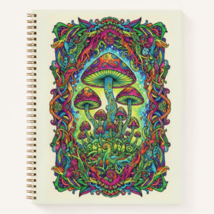 Psychedelic Neon Mushroom Forest Zentangle Journal