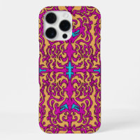 Psychedelic Neon Pink Baroque Flourish Pattern