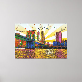 Psychedelic New York City: Brooklyn Bridge, WTC #1 Canvas Print