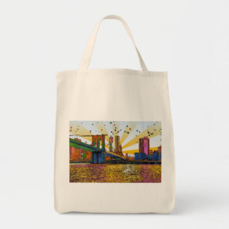Psychedelic New York City: Brooklyn Bridge, WTC #1 Tote Bag