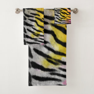 Psychedelic Night Tiger Skin Print Bath Towel Set