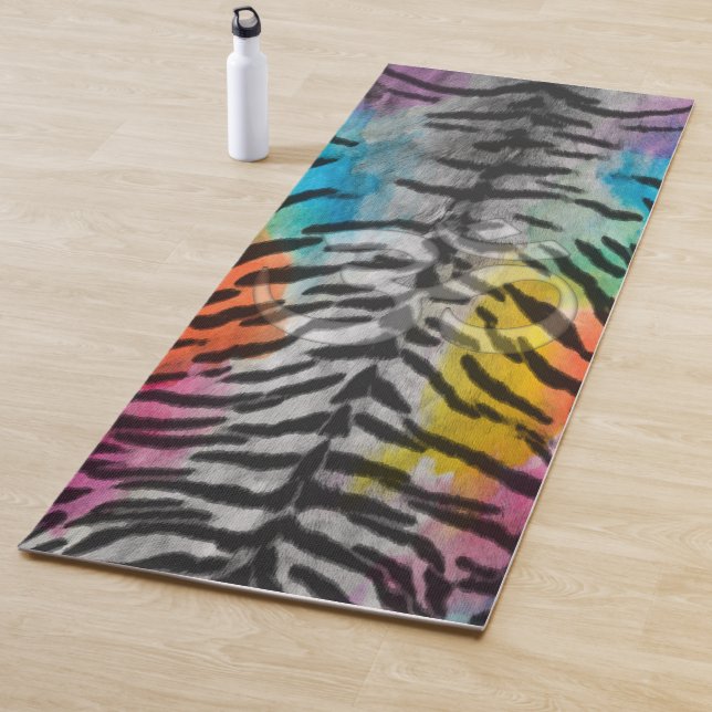 Psychedelic Night Tiger Skin Print Yoga Mat (In Situ)