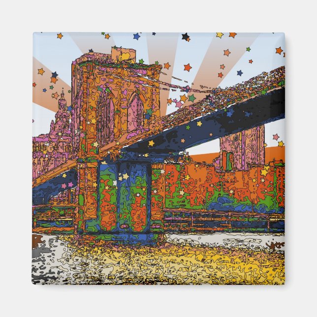 Psychedelic NYC: Brooklyn Bridge #1 Magnet (Front)
