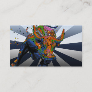 Psychedelic NYC: Charging Bull of Wall Street Business Card
