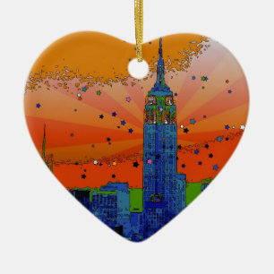 Psychedelic NYC: Emp St Bldg #3 Ceramic Tree Decoration