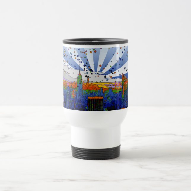 Psychedelic NYC: ESB Wide Skyline View Travel Mug (Center)