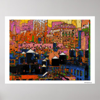 Psychedelic NYC: NYC Water Towers in Winter #9 Poster