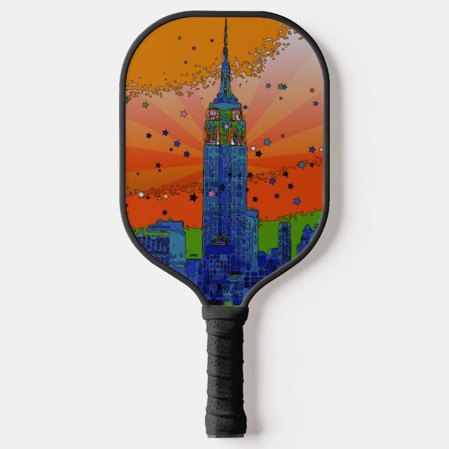 Psychedelic NYC Skyline Emp St Building #3 Pickleball Paddle (Front)