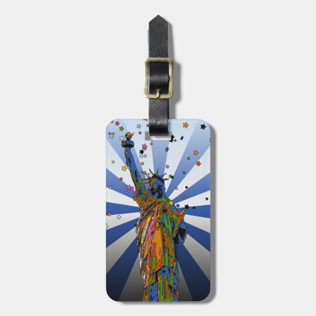 Psychedelic NYC: Statue of Liberty #2 Luggage Tag (Front Vertical)