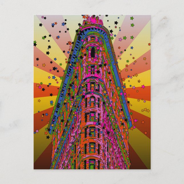 Psychedelic NYC - Top of the Flatiron Building A2 Postcard (Front)