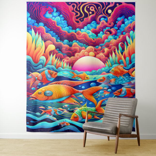 Psychedelic Ocean  Tapestry (In Situ)