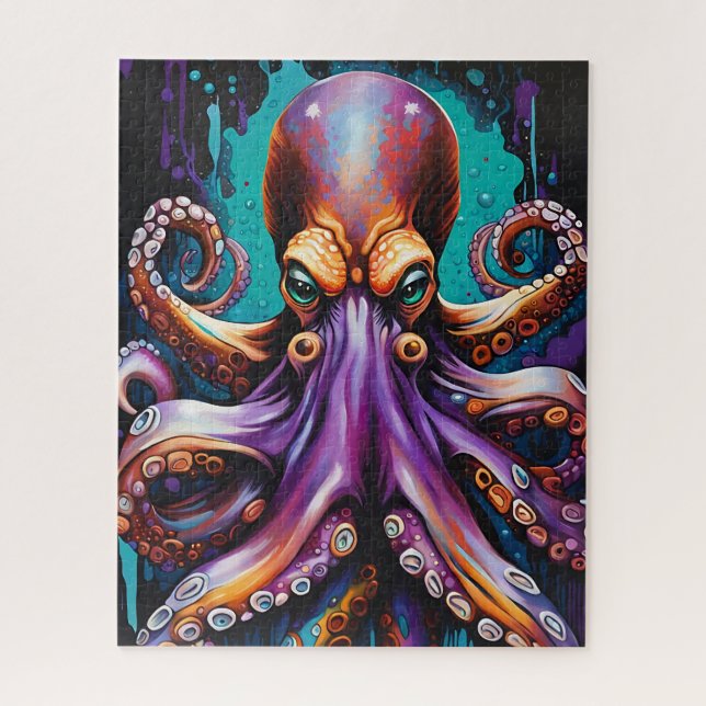 Psychedelic Octopus Puzzle – Surreal Dripping Ink  (Vertical)